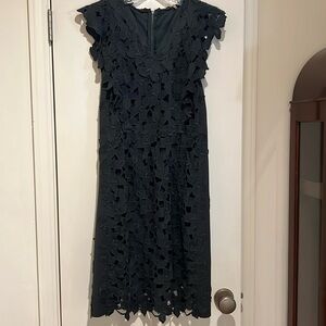 Elie Tahari Dark Green lace overlay midi dress 6